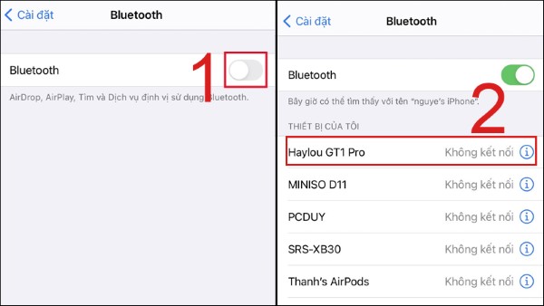 Nhấn chọn thiết bị để ghép nối