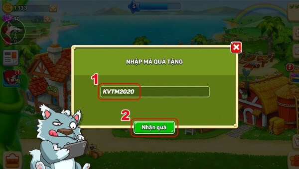 Nhập code Khu Vườn Trên Mây → nhấn Nhận quà