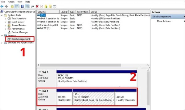 Chọn Disk Management