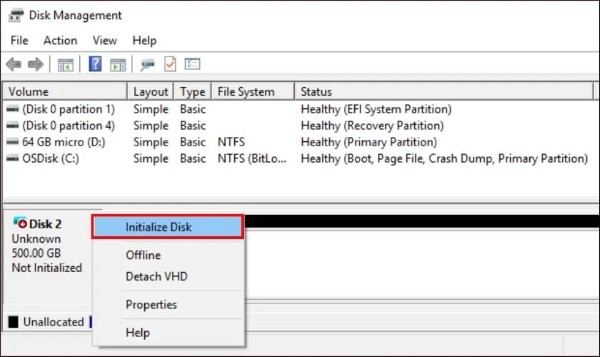 Chọn “Not Initialized”