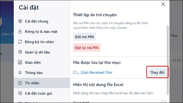 Nhấn Thay đổi