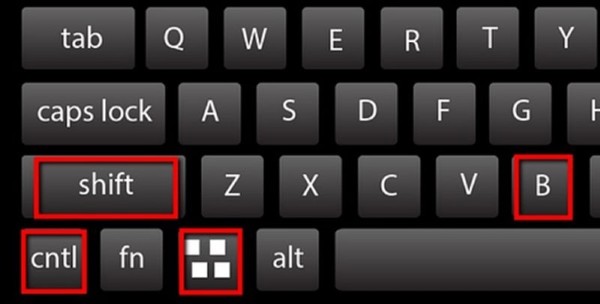 Nhấn tổ hợp phím Ctrl + Shift + Windows + B