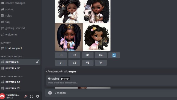 Gõ lệnh /imagine