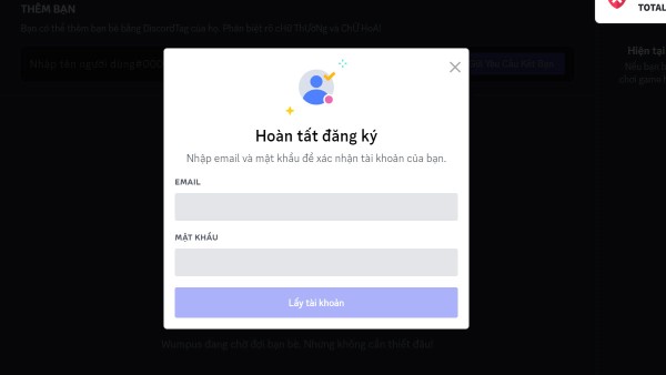 Điền email và mật khẩu