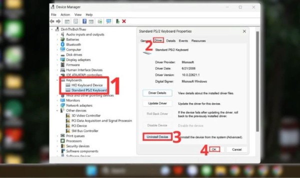Nhấn đúp vào bàn phím đang sử dụng