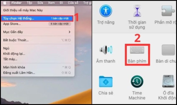 Chọn System Preferences > chọn Keyboard