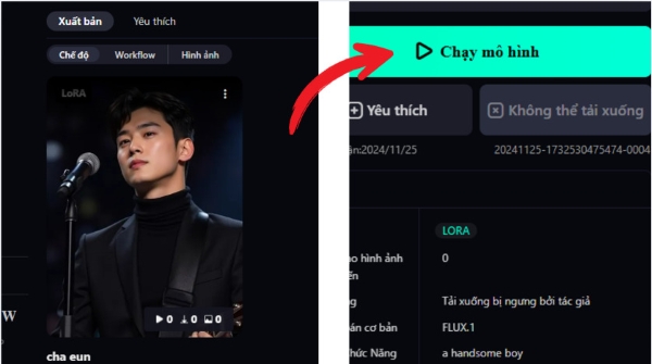 Chọn Chạy mô hình 