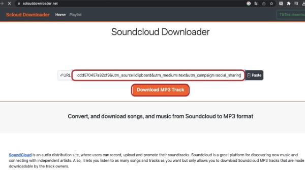 Mở sclouddownloader.net và dán URL 