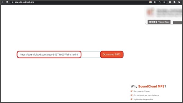 Dán URL bài hát vào ô nhập
