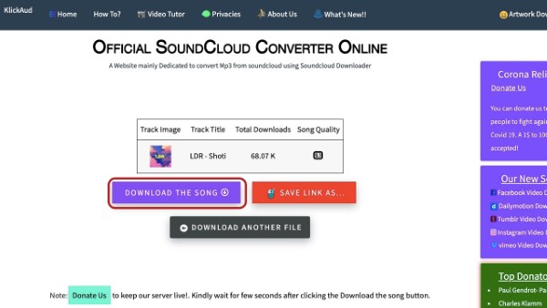 Chọn DOWNLOAD THE SONG 