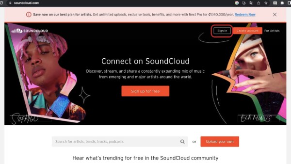 Chọn đăng nhập vào tài khoản 