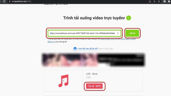Dán URL bài hát → Nhấn Tải về