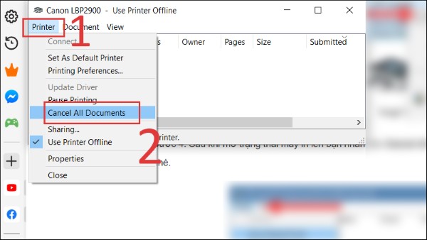 Chọn Cancel All Documents