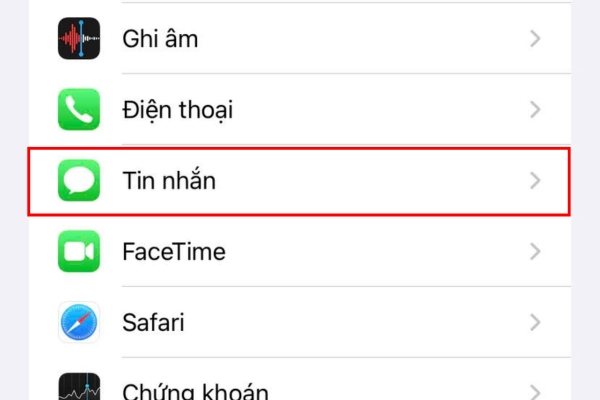 Vào cài đặt chọn tin nhắn 