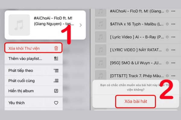 Xóa nhạc để tiết kiệm bộ nhớ cho thiết bị