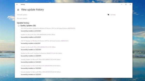 Chọn Uninstall updates