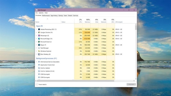 Mở Task Manager