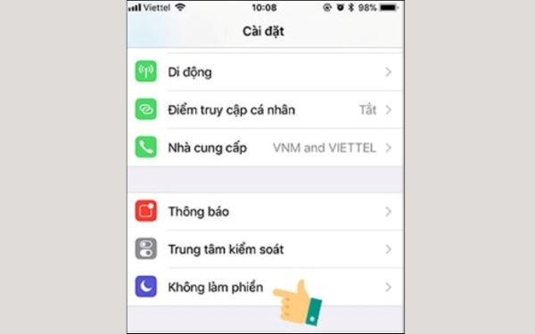 tắt chế độ không làm phiền trên iphone