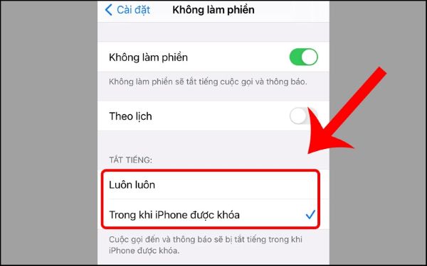 tắt chế độ không làm phiền trên iphone