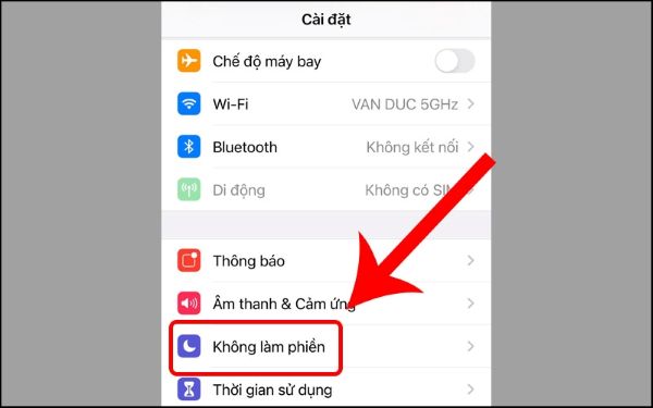 tắt chế độ không làm phiền trên iphone
