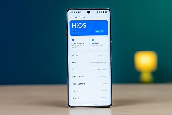 TECNO CAMON 40 Pro được cài đặt giao diện  HiOS dựa trên Android 15