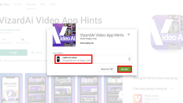 Nhấn Cài đặt ứng dụng 