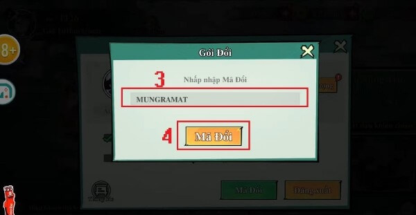 Nhập chính xác mã code 