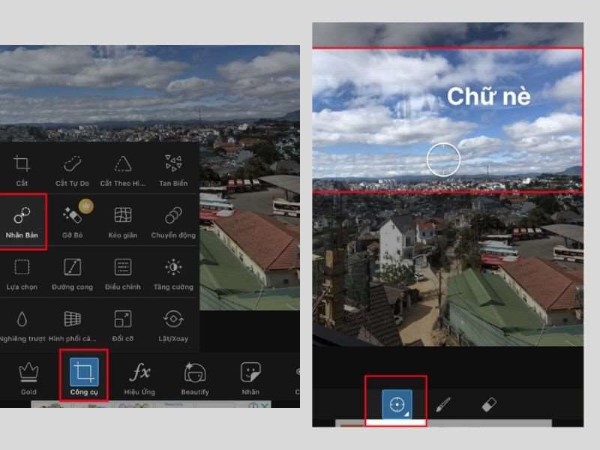 Mở “Công cụ”, chọn “Nhân bản”