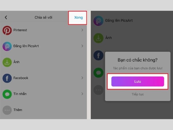 Nhấn “Lưu” để lưu ảnh