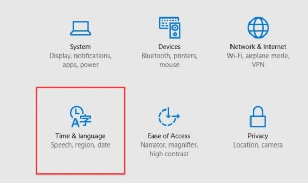 Mở Cài đặt > chọn Time & Language