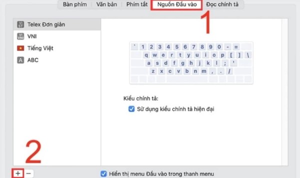 Mở tab Nguồn đầu vào