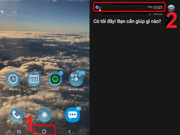 Nhấn giữ phím Home và nói “Ok Google” hoặc “Hey Google”