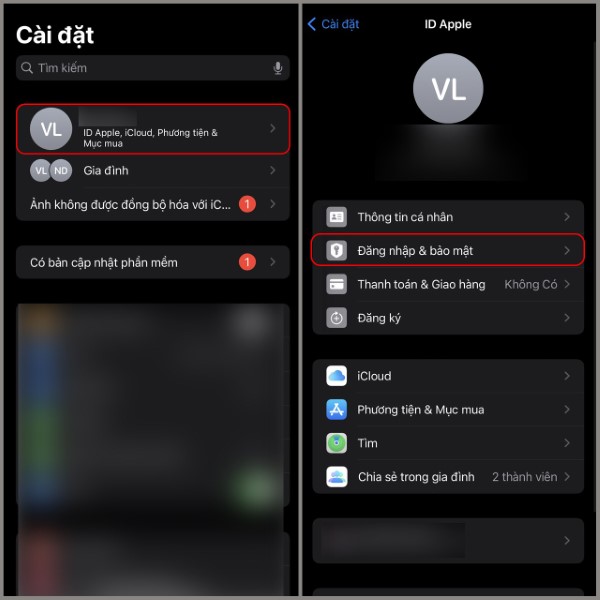 Mở Cài đặt > Chọn ID Apple
