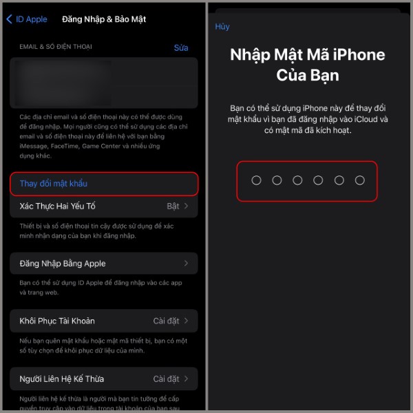 Chọn Thay đổi mật khẩu