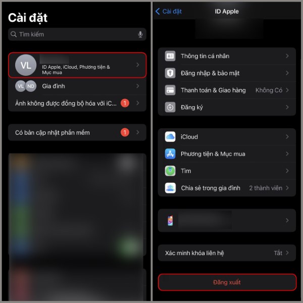 Mở Cài đặt > Nhấn vào ID Apple