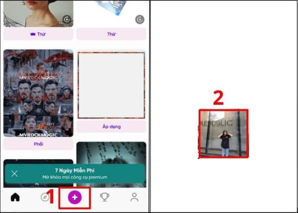 Nhấn dấu + > chọn ảnh chính