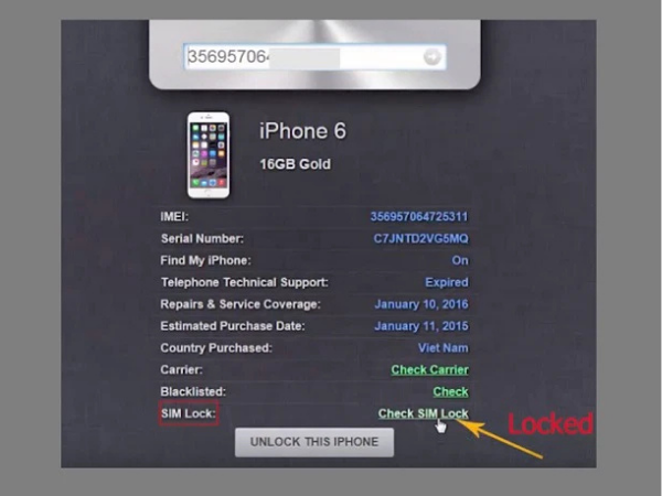 Kiểm tra phần SIM Lock