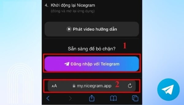 Chọn Đăng nhập với Telegram