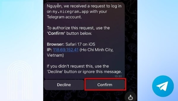 Chọn Confirm để xác nhận