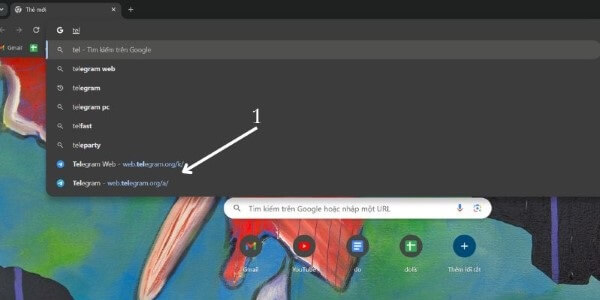 Truy cập trình duyệt và tìm kiếm Telegram Web