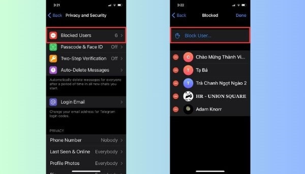 Chọn Blocked Users