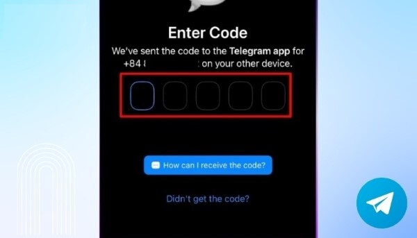 Nhập mã xác nhận từ Telegram