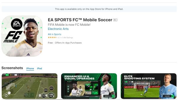 Chọn đúng game “EA SPORTS FC™ Mobile Soccer” 
