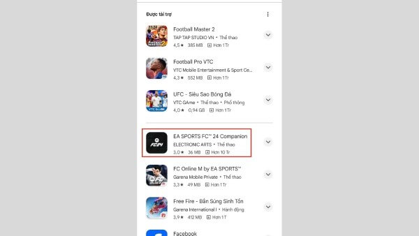 Chọn “EA SPORTS FC™ Mobile Soccer”