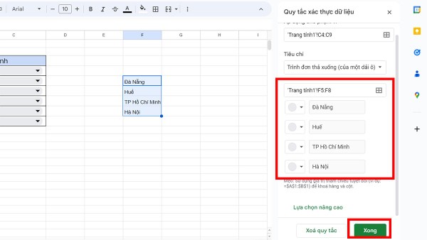 Chọn Xong để hoàn thành