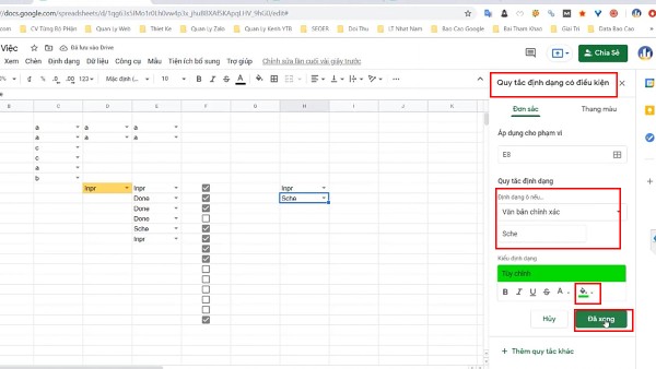 Nhập tên giá trị cần định dạng