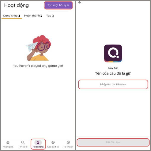 Nhập tên cho bài kiểm tra