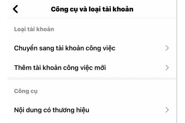 Nhấn chọn Chuyển sang tài khoản công việc