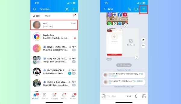 Nhấn biểu tượng 3 gạch ngang