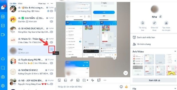 Nhấn biểu tượng dấu ba chấm